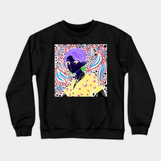 the demon witch girl in ecopop art with kawaii stars and leaves Crewneck Sweatshirt